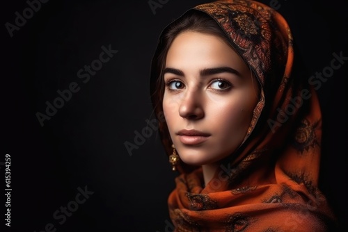 portrait of a beautiful young muslim woman, created with generative ai © stickerside