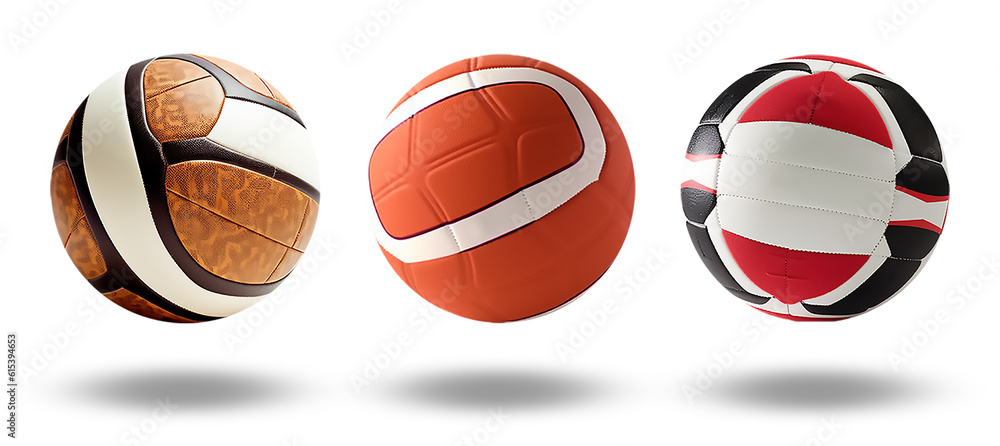 Obraz premium set of sports balls isolated on transparent background, generative ai