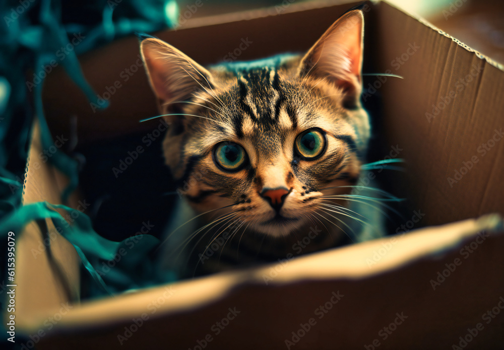 a cat peeking out of a cardboard box a cat peeking out of a cardboard box