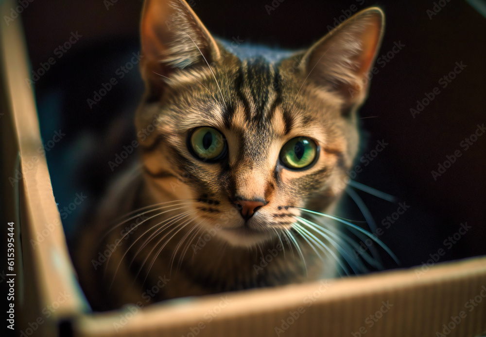 a cat peeking out of a cardboard box a cat peeking out of a cardboard box