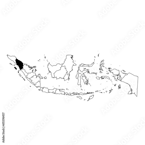 Vector map of the province of Sumatera Utara highlighted highlighted in black on the map of Indonesia.