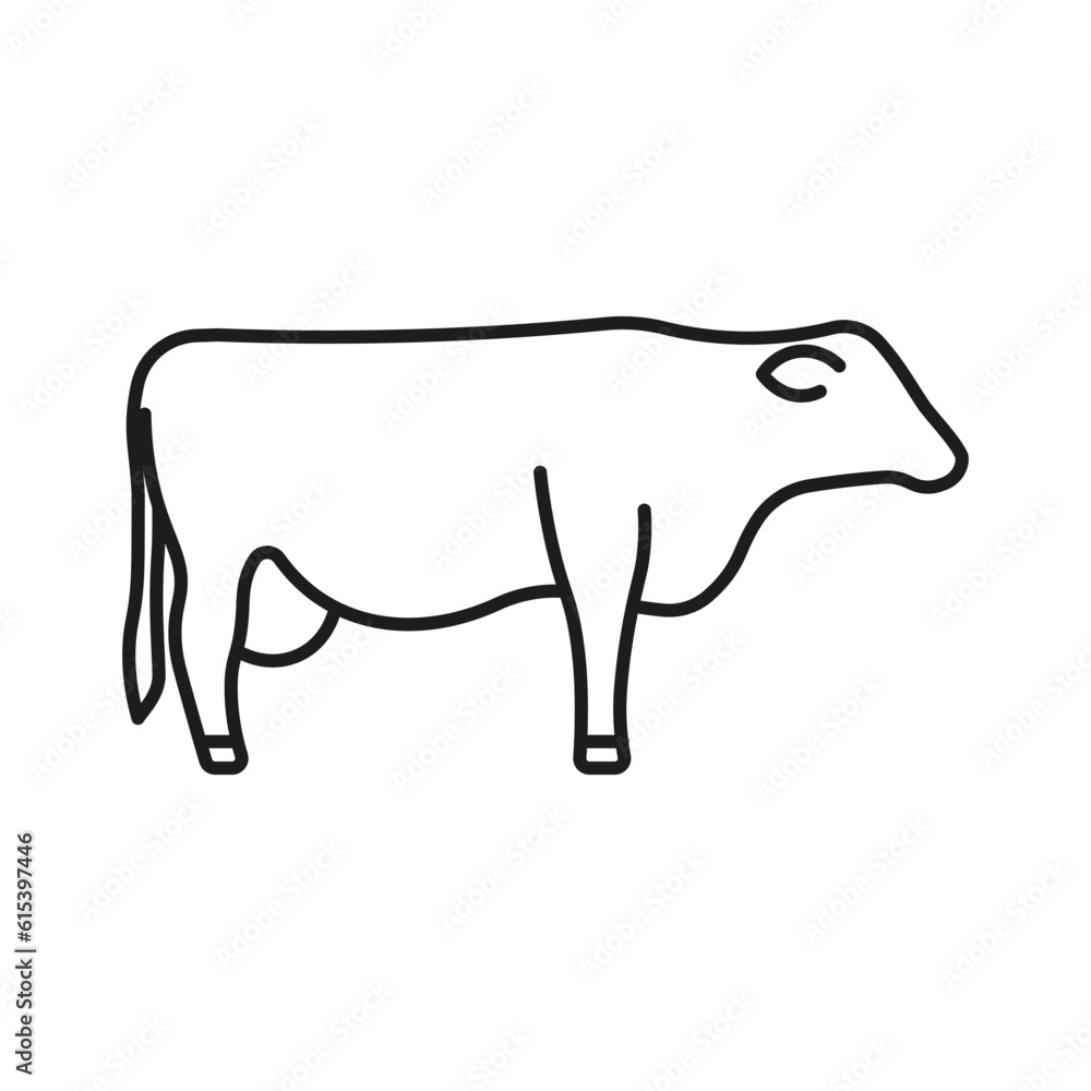 cow icon, farm animal line sign. cow icon, farm animal line sign.