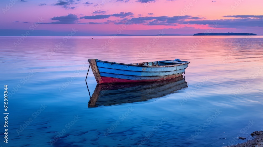 Boat in the water during sunset