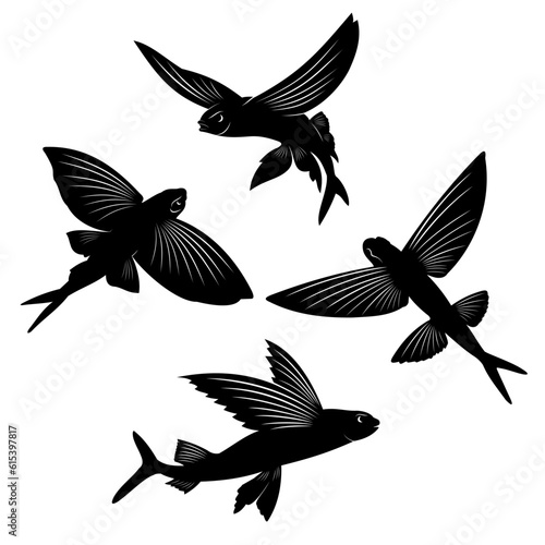 Canvas-taulu set of flying fish