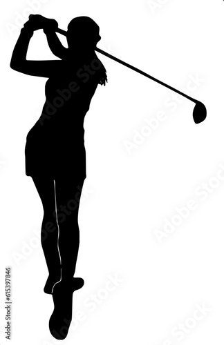 silhouette of girl golfer vector