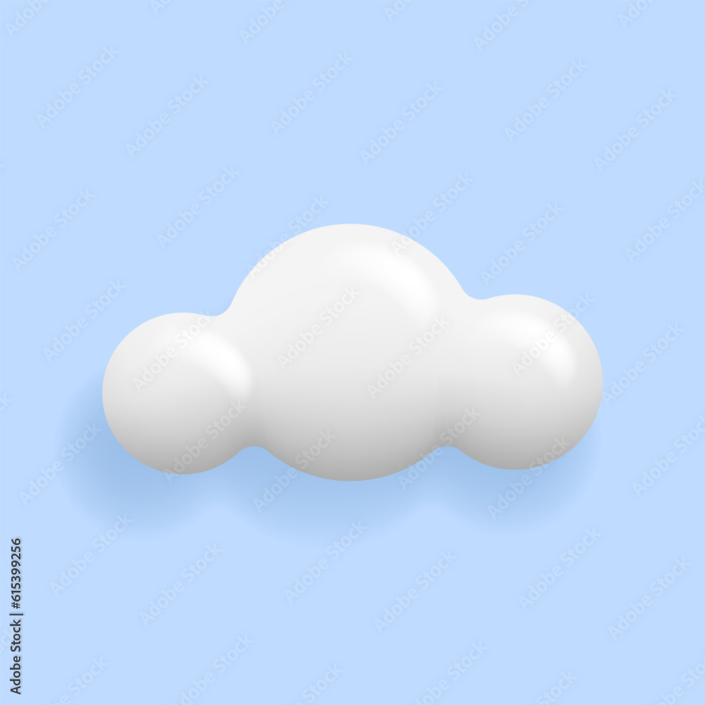 3D white cloud icon isolated on blue background. Weather forecast vector object 3D white cloud icon isolated on blue background. Weather forecast vector object