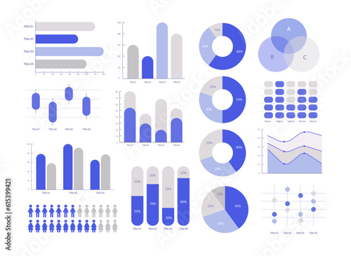 Business and social information infographic chart design template set. Elements kit. Visual data presentation. Editable bar graphs and circular diagrams collection. Myriad Pro font used