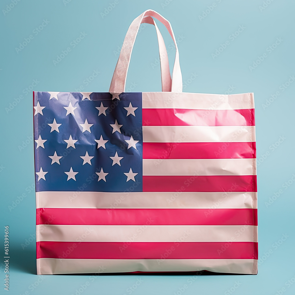 Fototapeta premium Shopping bag with American flag