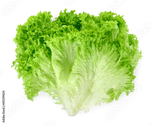 Fresh green lettuce leaves isolated on white, top view