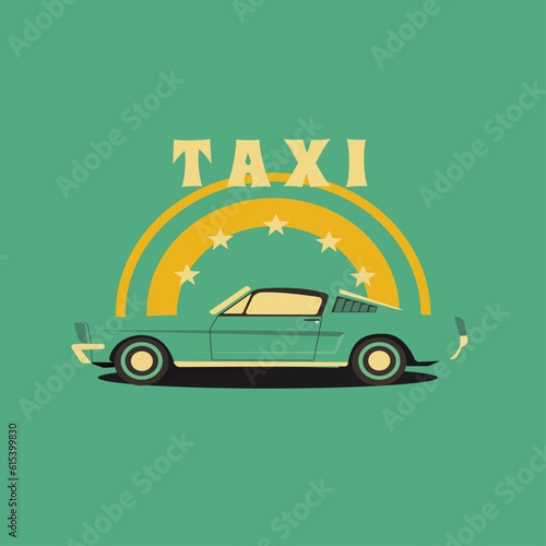 green retro car taxi vector illustration 