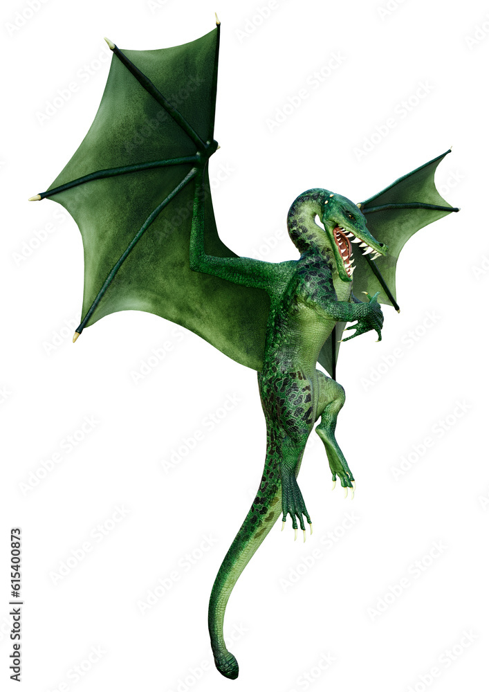 Fototapeta premium 3D Rendering Fairy Tale Dragon on White