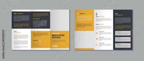 Professional clean modern and corporate various colorful unique trifold brochure template, three fold cover page, three fold presentation, bifold brochure layout design with mockup