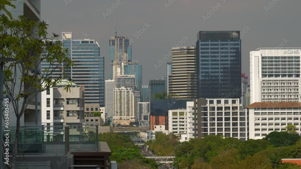 sunny day bangkok city downtown rooftop panorama 4k thailand sunny day bangkok city downtown rooftop panorama 4k thailand