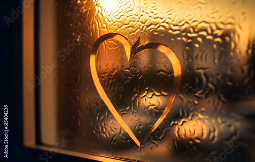 glass window with heart on the outside