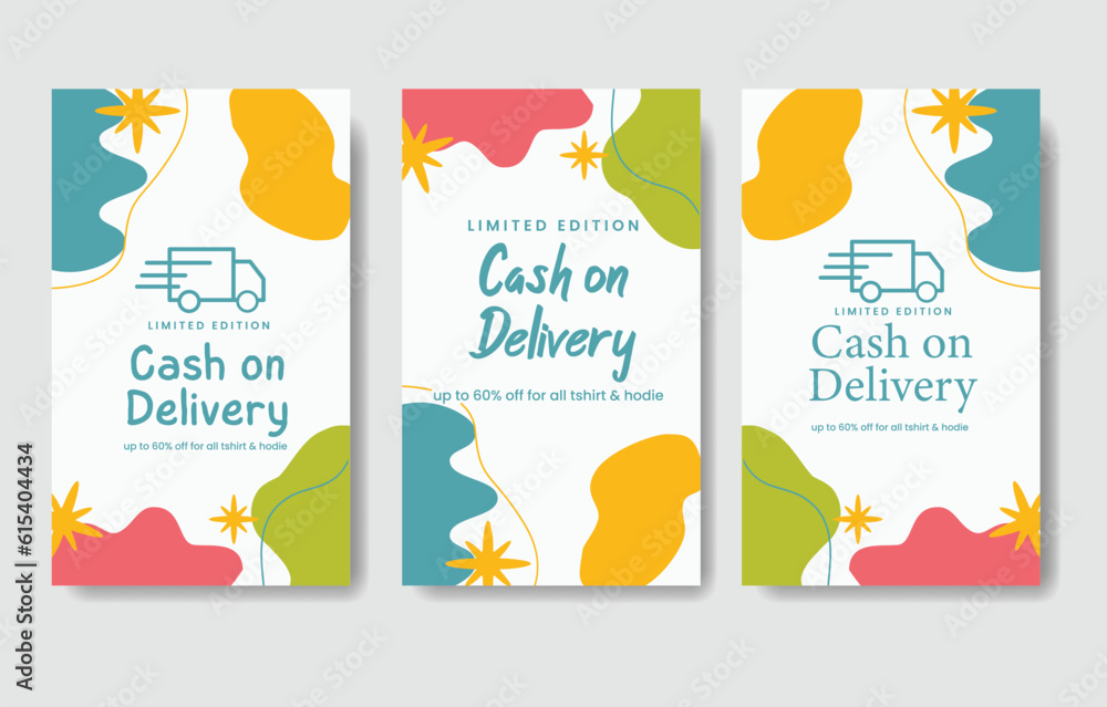 set Cash On Delivery social media post promoted. vector design set Cash On Delivery social media post promoted. vector design