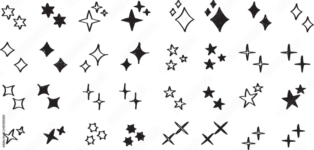シンプルな星・キラキラのアイコンセット 黒 simple shining icon set シンプルな星・キラキラのアイコンセット 黒 simple shining icon set