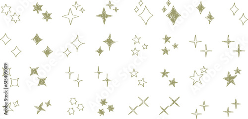 シンプルな星・キラキラのアイコンセット　黄色　　simple shining icon set