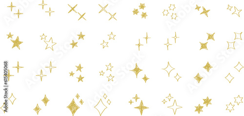 シンプルな星・キラキラのアイコンセット 黄色 simple shining icon set