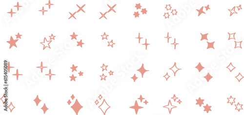 シンプルな星・キラキラのアイコンセット　ピンク,　　simple shining icon set