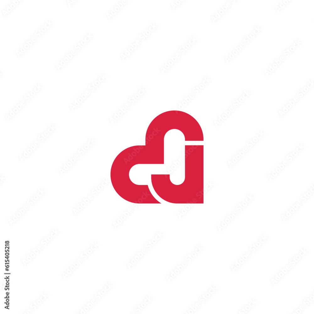 J letter and heart logo design concept. J letter and heart logo design concept.