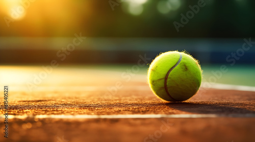 tennis ball on court created with Generative AI © kimly