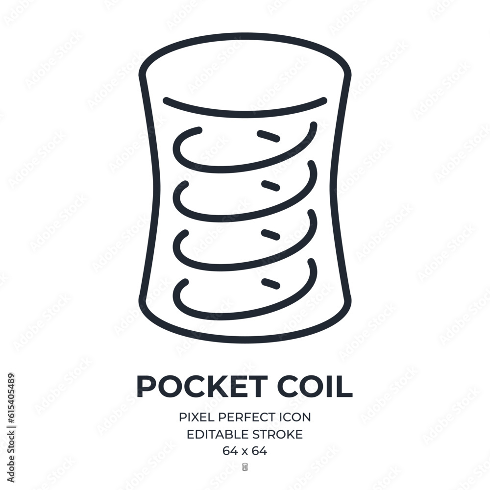 Pocket coil editable stroke outline icon isolated on white background flat vector illustration. Pixel perfect. 64 x 64. Pocket coil editable stroke outline icon isolated on white background flat vector illustration. Pixel perfect. 64 x 64.