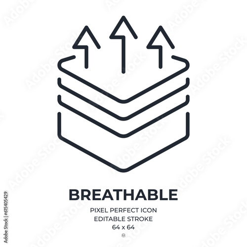 Breathable mattress layers editable stroke outline icon isolated on white background flat vector illustration. Pixel perfect. 64 x 64.