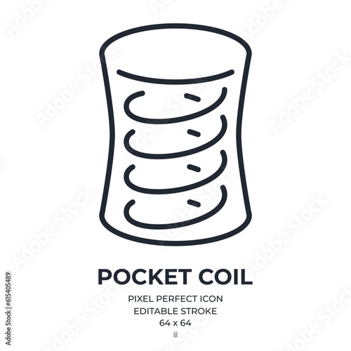 Pocket coil editable stroke outline icon isolated on white background flat vector illustration. Pixel perfect. 64 x 64.