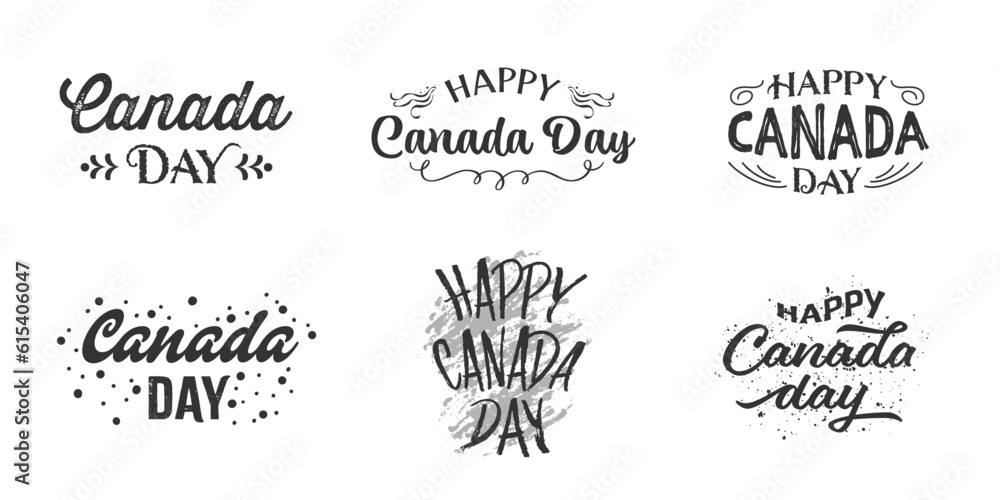Set of lettering canada day, happy canada day greeting card Set of lettering canada day, happy canada day greeting card