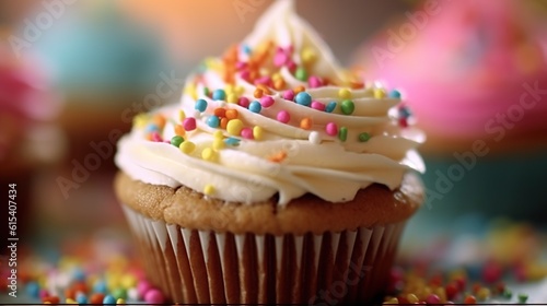 Commercial Close up Shot of a Cup Cake with some Swirls on the Top, Insane Details. Generative AI.