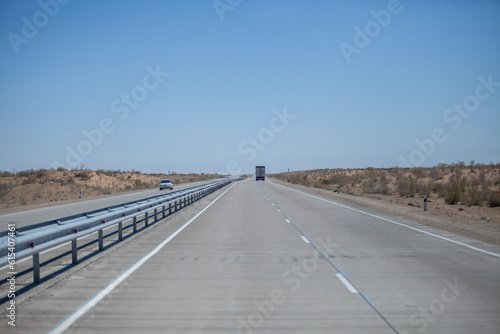 a huge highway road in uzbekistan