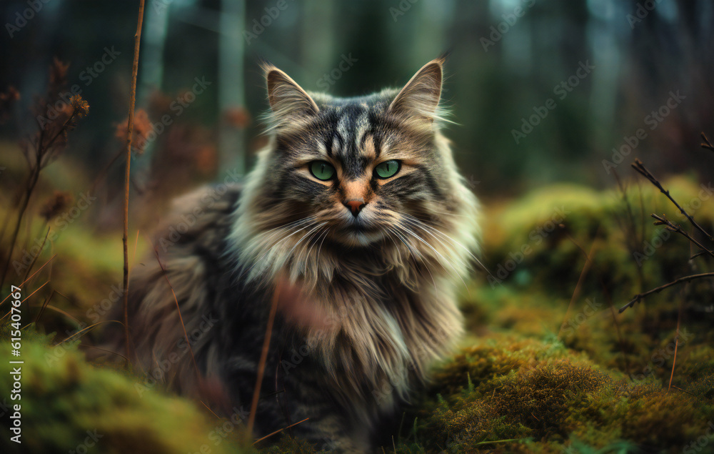 a cat is sitting in a grassy area a cat is sitting in a grassy area