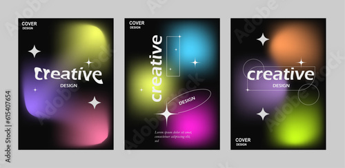 set of banners in brutalism style design