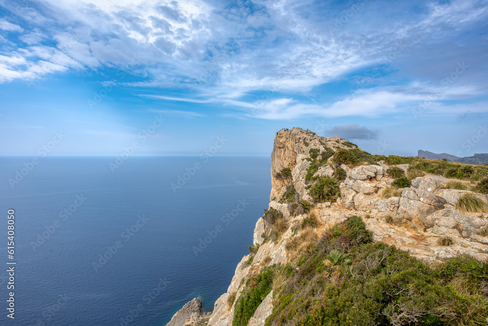 View from Mirador de Es Colomer, Peninsula de Formentor, Balearic Islands Mallorca Spain. Travel agency vacation concept. View from Mirador de Es Colomer, Peninsula de Formentor, Balearic Islands Mallorca Spain. Travel agency vacation concept.