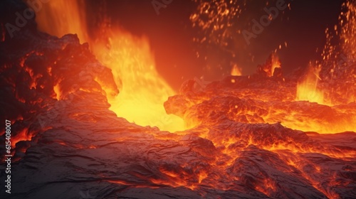 Inside view of a Volcano, Insane Highlights, Hot. Generative AI.