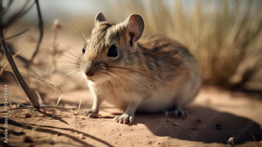 Kangaroo rat in desert. Generative AI Kangaroo rat in desert. Generative AI