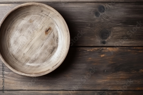 Empty light wooden plate on wooden background