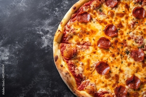 Pizza half on concrete background