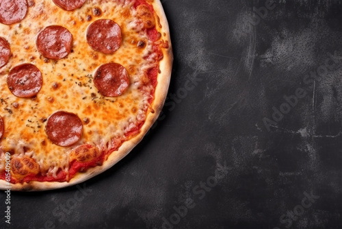 Pizza half on concrete background