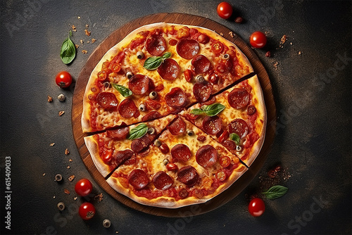 Pizza on concrete background