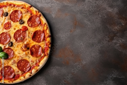 Pizza half on concrete background