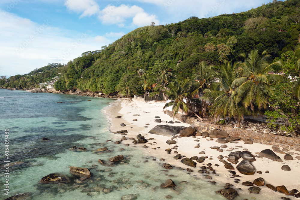 Scenic view of the idyllic tropical travel destination. Seychelles Island