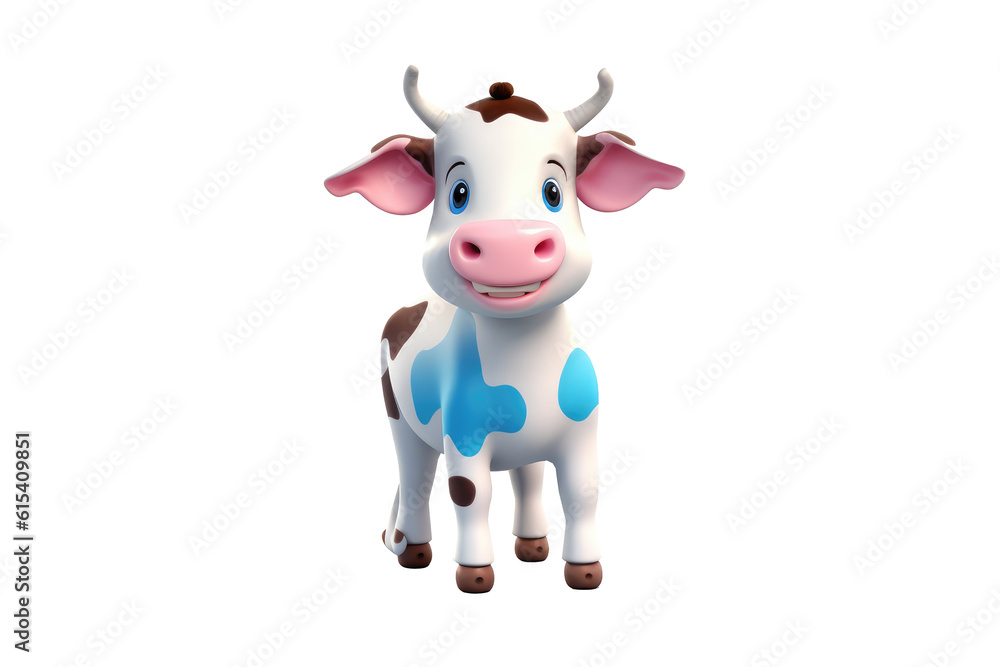 Cute cow with happiness cartoon style isolated on transparent background. Generative Ai Cute cow with happiness cartoon style isolated on transparent background. Generative Ai