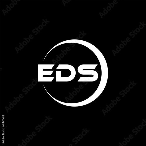 EDS letter logo design with black background in illustrator, cube logo, vector logo, modern alphabet font overlap style. calligraphy designs for logo, Poster, Invitation, etc. photo
