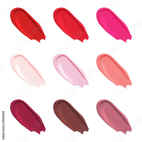 Lipstick swatches set on white background