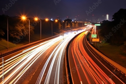 Nighttime Traffic Flow on Highway, Generative AI