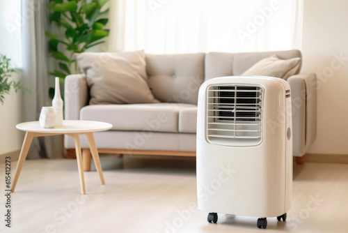 portable air conditioner or mobile air cooler in living room