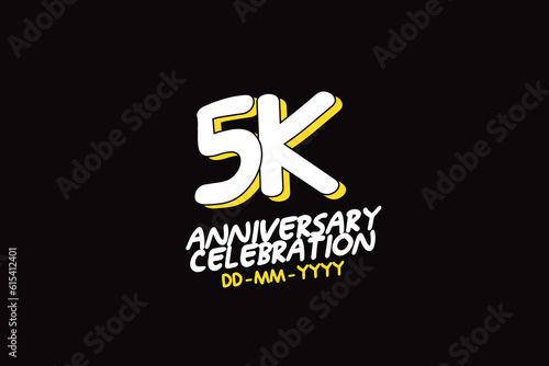 5K, 5.000 Followers Thank you blue ribbon celebration logotype for social media, internet - vector