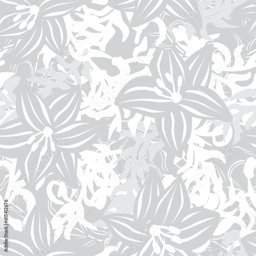 Monochrome Floral Seamless Pattern Design Background