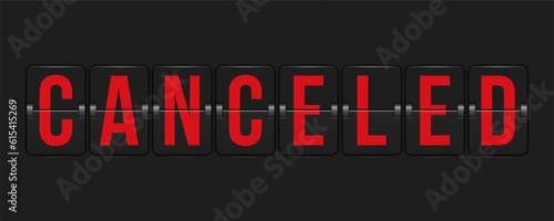 Airport board. Mechanical scoreboard with text "Canceled". Vector template for your design.